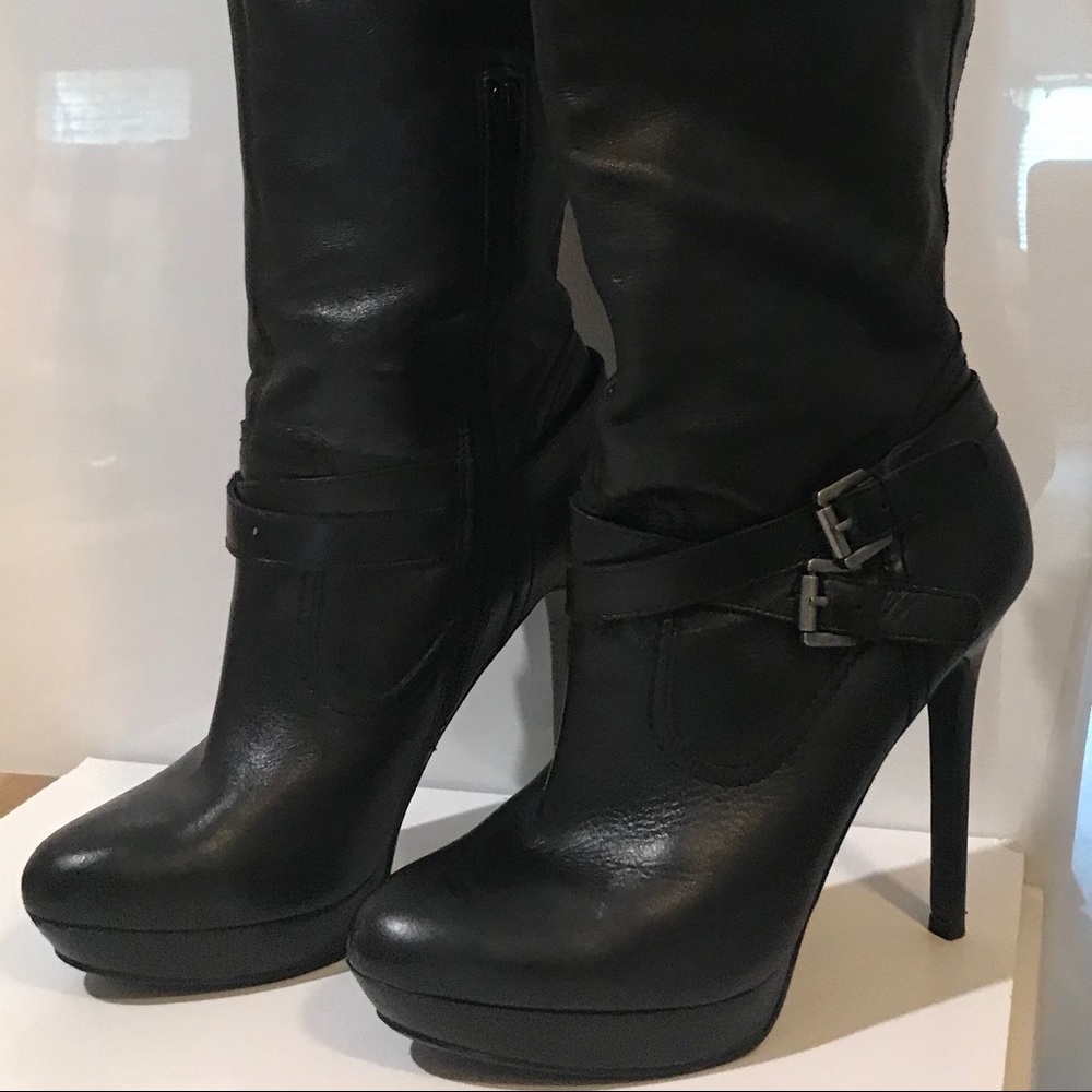 Black Tall Leather Boot - Picture 6 of 7